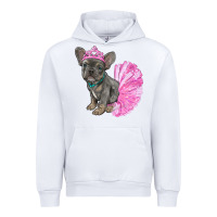 White Balerina French Bulldog With Tutu Urban Hoodie - RanaPortraitStore