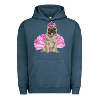Pigment Midnight Navy Balerina pug with tutu Urban Hoodie - RanaPortraitStore