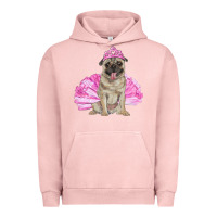 Pigment Salmon Balerina pug with tutu Urban Hoodie - RanaPortraitStore