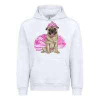 White Balerina pug with tutu Urban Hoodie - RanaPortraitStore