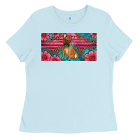 Baby Blue french bulldog floral license plate Ladies Tee - Artiststas