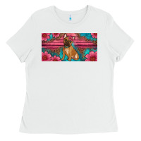 White french bulldog floral license plate Ladies Tee - Artiststas