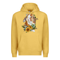 Antique Gold bunny with sunflowers Premium Hoodie - RanaPortraitStore