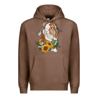 Chestnut bunny with sunflowers Premium Hoodie - RanaPortraitStore