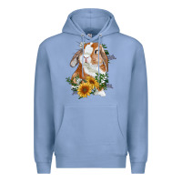Colony Blue bunny with sunflowers Premium Hoodie - RanaPortraitStore
