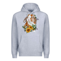 Heather Grey bunny with sunflowers Premium Hoodie - RanaPortraitStore
