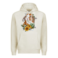 Oatmeal Heather bunny with sunflowers Premium Hoodie - RanaPortraitStore