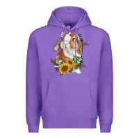 Purple bunny with sunflowers Premium Hoodie - RanaPortraitStore