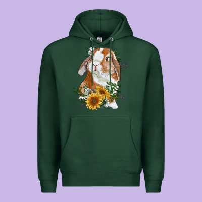 Bunny With Sunflowers Premium Hoodie Designed By Ranaportraitstore