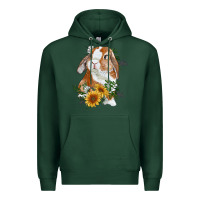 Sports Green bunny with sunflowers Premium Hoodie - RanaPortraitStore