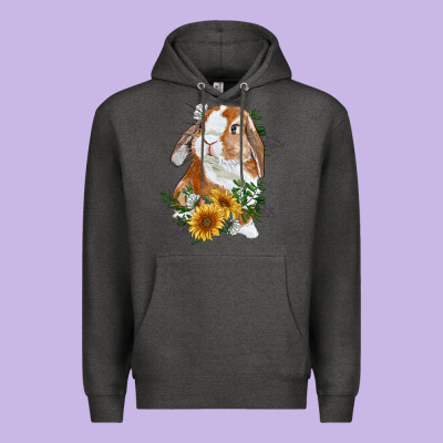 Bunny With Sunflowers Premium Hoodie Designed By Ranaportraitstore