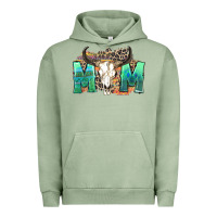 Pigment Oil Green mom with bull skull Urban Hoodie - Zillion Design Studio