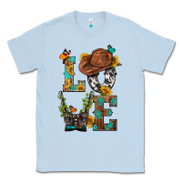 Dusty Blue Western Love with Gun Classic Tee - BundleAndBundleShop
