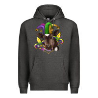 Charcoal Heather mardi gras baby cow Premium Hoodie - RanaPortraitStore
