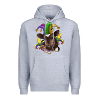 Heather Grey mardi gras baby cow Premium Hoodie - RanaPortraitStore