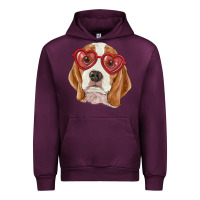 Mauve Wine Beagle with love glasses Urban Hoodie - RanaPortraitStore