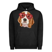 Pigment Black Beagle with love glasses Urban Hoodie - RanaPortraitStore
