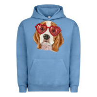 Pigment Pebble Blue Beagle with love glasses Urban Hoodie - RanaPortraitStore