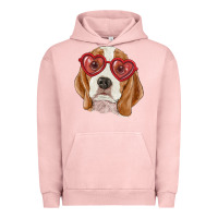Pigment Salmon Beagle with love glasses Urban Hoodie - RanaPortraitStore