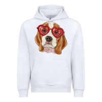 White Beagle with love glasses Urban Hoodie - RanaPortraitStore