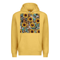 Antique Gold western sunflowers turquoise cowhide seamless background Premium Hoodie - RanaPortraitStore