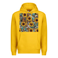 Lemon western sunflowers turquoise cowhide seamless background Premium Hoodie - RanaPortraitStore