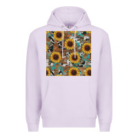 Lilac western sunflowers turquoise cowhide seamless background Premium Hoodie - RanaPortraitStore