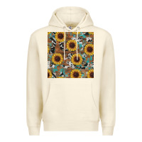 Sandshell western sunflowers turquoise cowhide seamless background Premium Hoodie - RanaPortraitStore