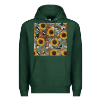 Sports Green western sunflowers turquoise cowhide seamless background Premium Hoodie - RanaPortraitStore