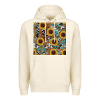 Tofu western sunflowers turquoise cowhide seamless background Premium Hoodie - RanaPortraitStore