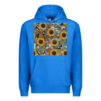 True Royal western sunflowers turquoise cowhide seamless background Premium Hoodie - RanaPortraitStore