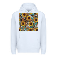 White western sunflowers turquoise cowhide seamless background Premium Hoodie - RanaPortraitStore