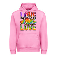 Fuchsia Pink love is love with hearts Urban Hoodie - texasbilliewilder