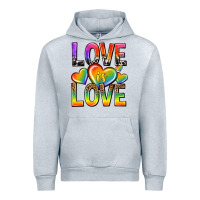 Heather Grey love is love with hearts Urban Hoodie - texasbilliewilder