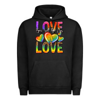 Pigment Black love is love with hearts Urban Hoodie - texasbilliewilder