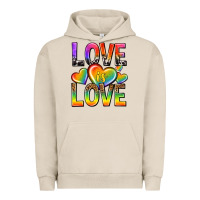 Pigment French Oak love is love with hearts Urban Hoodie - texasbilliewilder