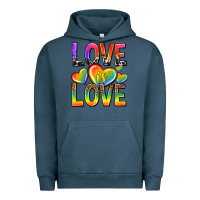 Pigment Midnight Navy love is love with hearts Urban Hoodie - texasbilliewilder