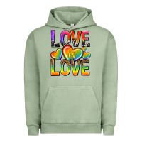 Pigment Oil Green love is love with hearts Urban Hoodie - texasbilliewilder