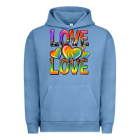 Pigment Pebble Blue love is love with hearts Urban Hoodie - texasbilliewilder
