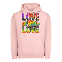 Pigment Salmon love is love with hearts Urban Hoodie - texasbilliewilder
