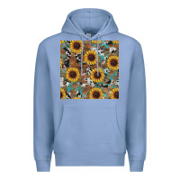 Colony Blue western sunflowers turquoise cowhide seamless background Premium Hoodie - RanaPortraitStore