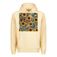 Pina Colada western sunflowers turquoise cowhide seamless background Premium Hoodie - RanaPortraitStore