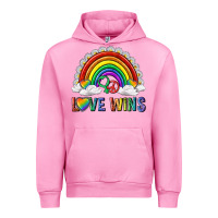 Fuchsia Pink love wins with daisy and heart Urban Hoodie - texasbilliewilder
