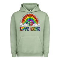 Pigment Oil Green love wins with daisy and heart Urban Hoodie - texasbilliewilder