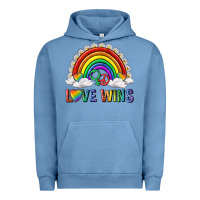 Pigment Pebble Blue love wins with daisy and heart Urban Hoodie - texasbilliewilder