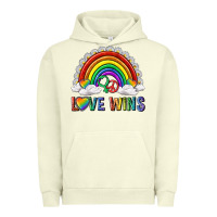 Pigment Pistachio love wins with daisy and heart Urban Hoodie - texasbilliewilder