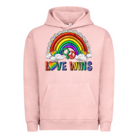 Pigment Salmon love wins with daisy and heart Urban Hoodie - texasbilliewilder