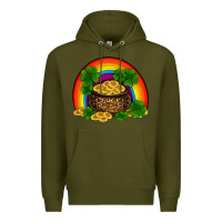 Army Green st patricks shamrock gold leopard rainbow Premium Hoodie - RanaPortraitStore