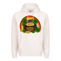 Pale Pink st patricks shamrock gold leopard rainbow Premium Hoodie - RanaPortraitStore