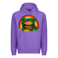 Purple st patricks shamrock gold leopard rainbow Premium Hoodie - RanaPortraitStore
